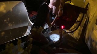 Sexy Wife Angela Doll public blowjob outside the club