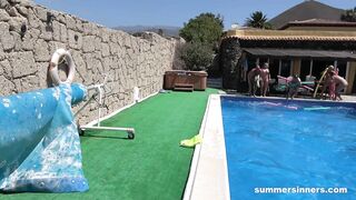 russian teens group sex by the pool
