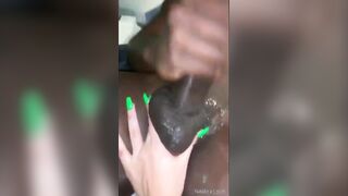 She is sucking his huge dongle