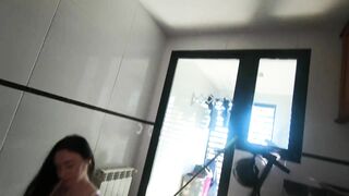 POV hot brunette in the kitchen